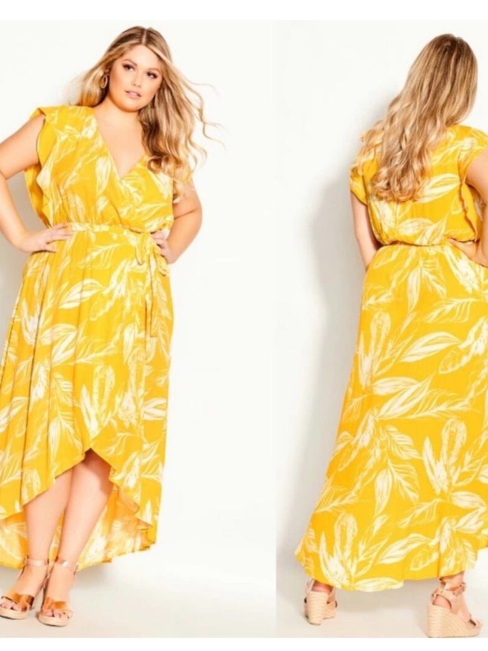 Plus Size Dress Maxi 22 Long Tropical 2X Dress Boho Cruise Resort City Chic XL